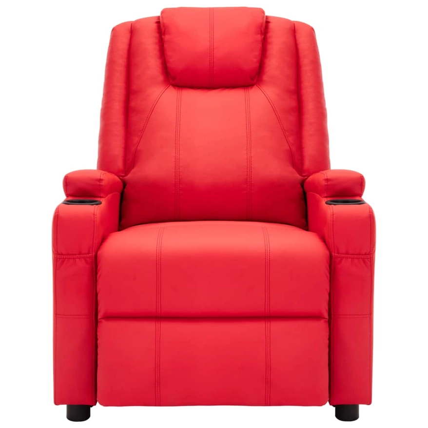 Massage ligstoel rood kunstleer 2 Massage ligstoel rood kunstleer 2