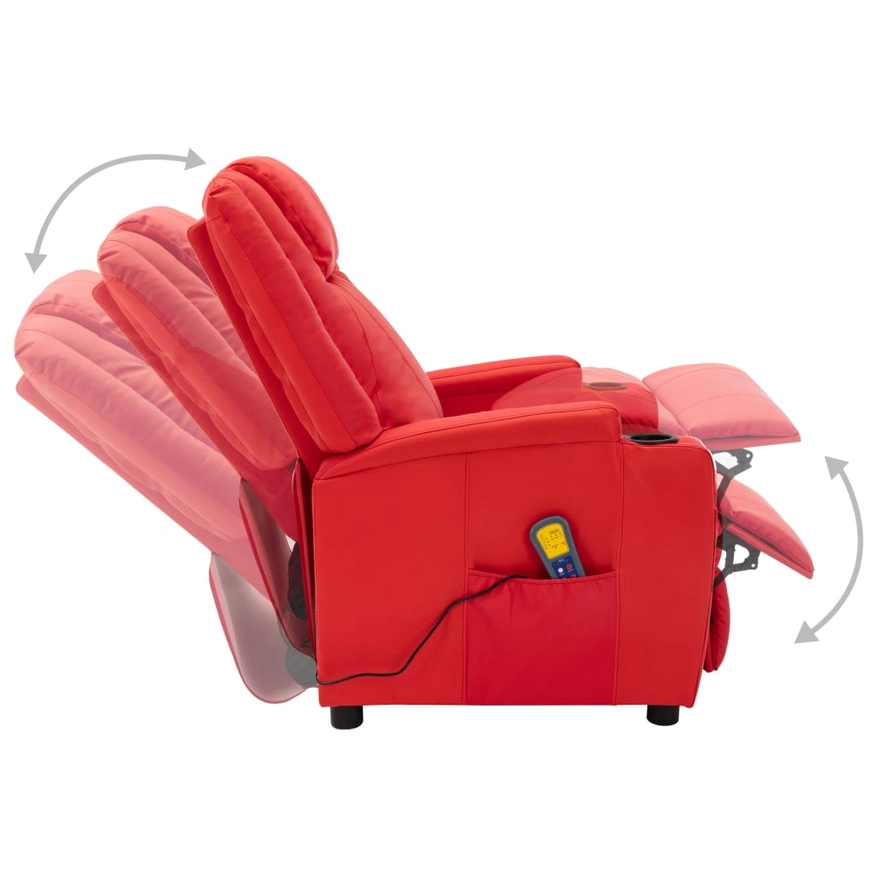 Massage ligstoel rood kunstleer 3 Massage ligstoel rood kunstleer 3