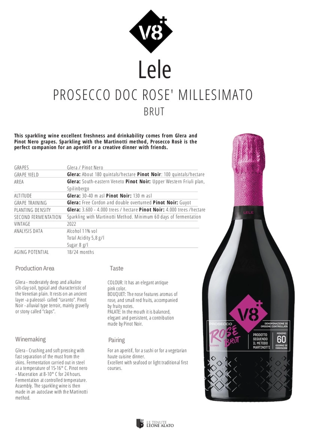 Sior Lele Prosecco Rosé Brut Vineyards V8+ 75 cl. 2 Sior Lele Prosecco Rosé Brut Vineyards V8+ 75 cl. 2
