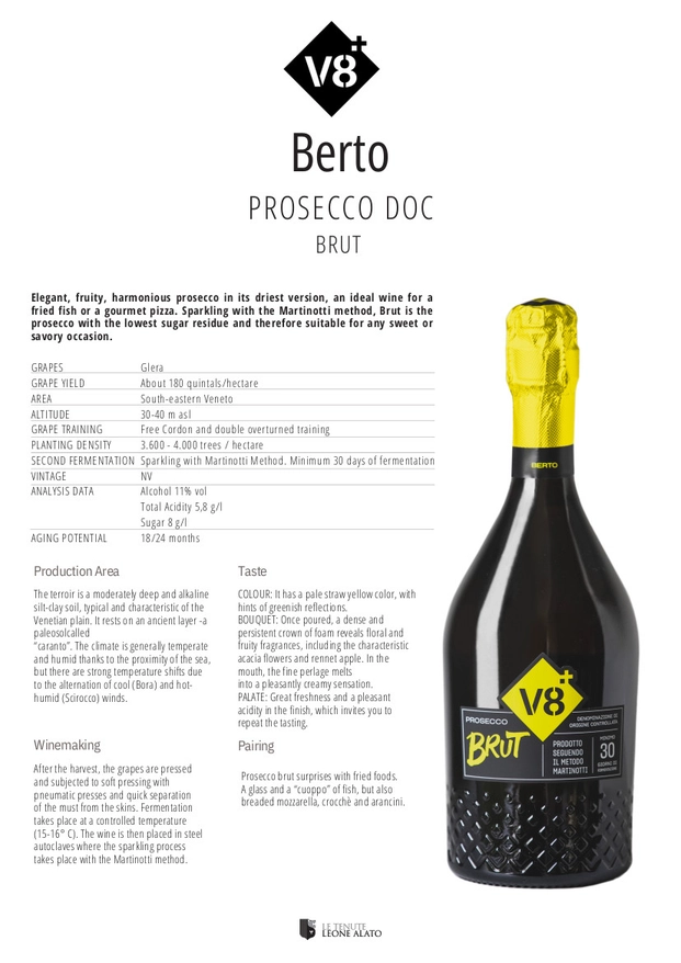 Sor Berto Brut Vineyeards V8+ 1 fles 75 cl. 2 Sor Berto Brut Vineyeards V8+ 1 fles 75 cl. 2