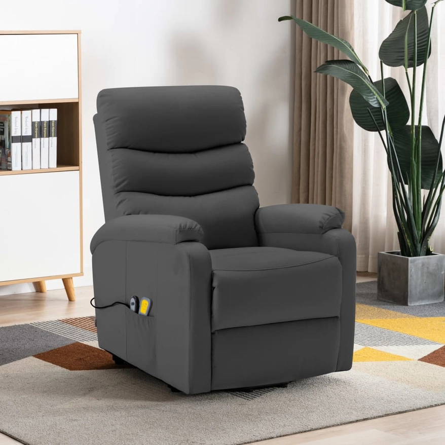 Sta-massage fauteuil antraciet kunstleer Sta-massage fauteuil antraciet kunstleer