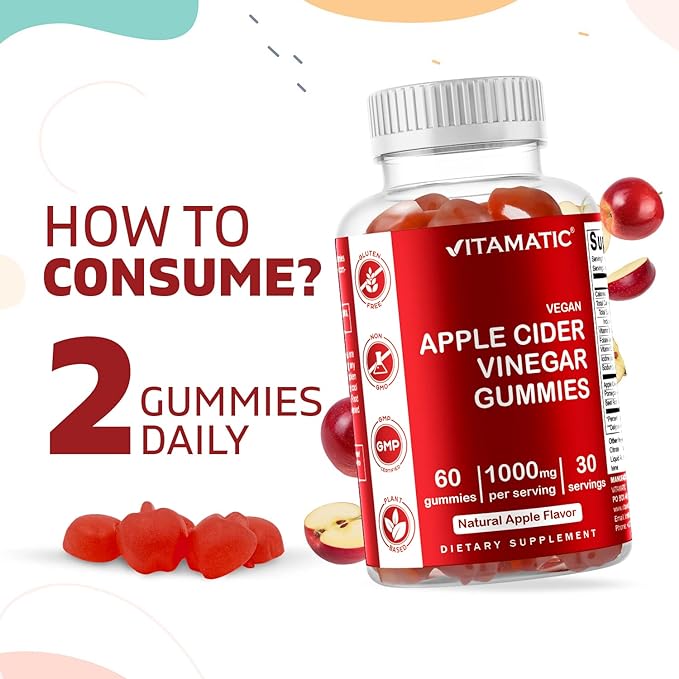 Vitamatic Appelciderazijn 1000 mg 60 veganistische gummies 3 Vitamatic Appelciderazijn 1000 mg 60 veganistische gummies 3