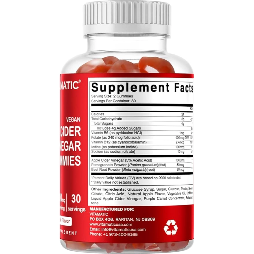Vitamatic Appelciderazijn 1000 mg 60 veganistische gummies 5 Vitamatic Appelciderazijn 1000 mg 60 veganistische gummies 5