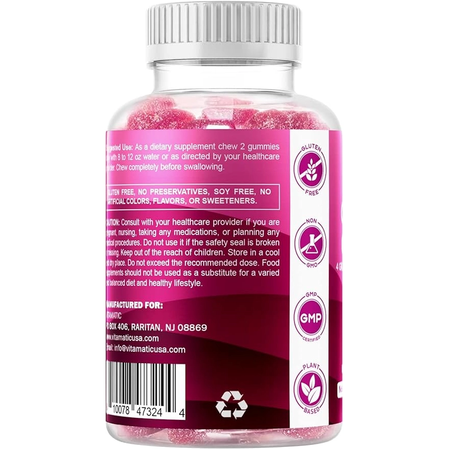 Vitamatic Glucose Gummies Natuurlijke frambozensmaak 60 stuks 5 Vitamatic Glucose Gummies Natuurlijke frambozensmaak 60 stuks 5