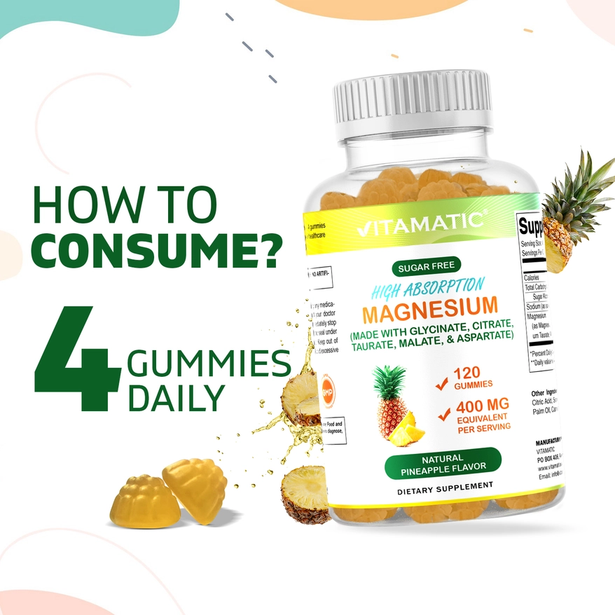Vitamatic Magnesium 400 mg per portie 120 gummies 4 Vitamatic Magnesium 400 mg per portie 120 gummies 4