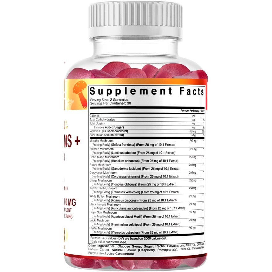 Vitamatic Paddenstoelencomplex met D3 60 gummies 4 Vitamatic Paddenstoelencomplex met D3 60 gummies 4