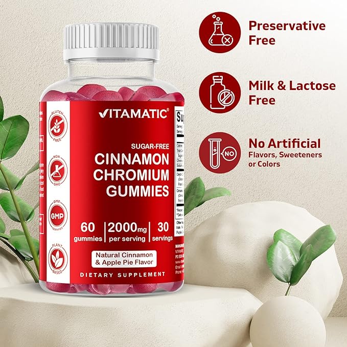 Vitamatic Suikervrije kaneel met chroom 60 gummies 2 Vitamatic Suikervrije kaneel met chroom 60 gummies 2
