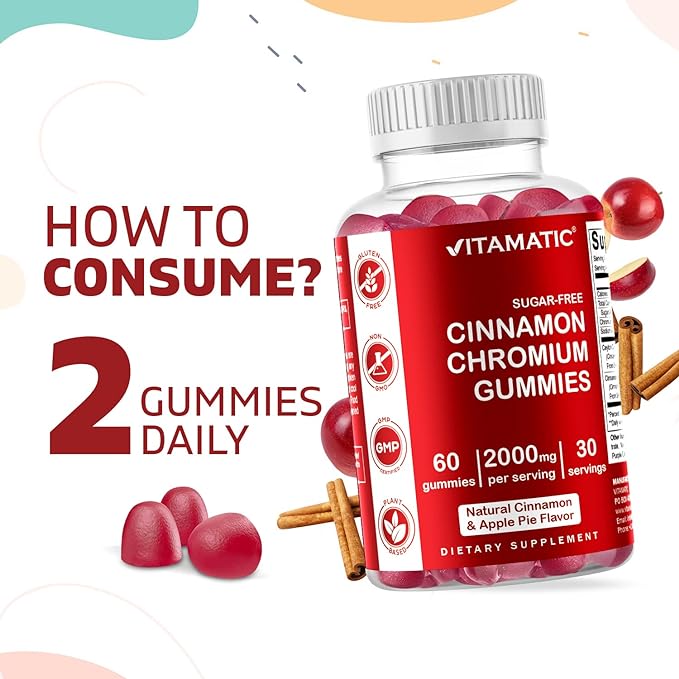 Vitamatic Suikervrije kaneel met chroom 60 gummies 3 Vitamatic Suikervrije kaneel met chroom 60 gummies 3