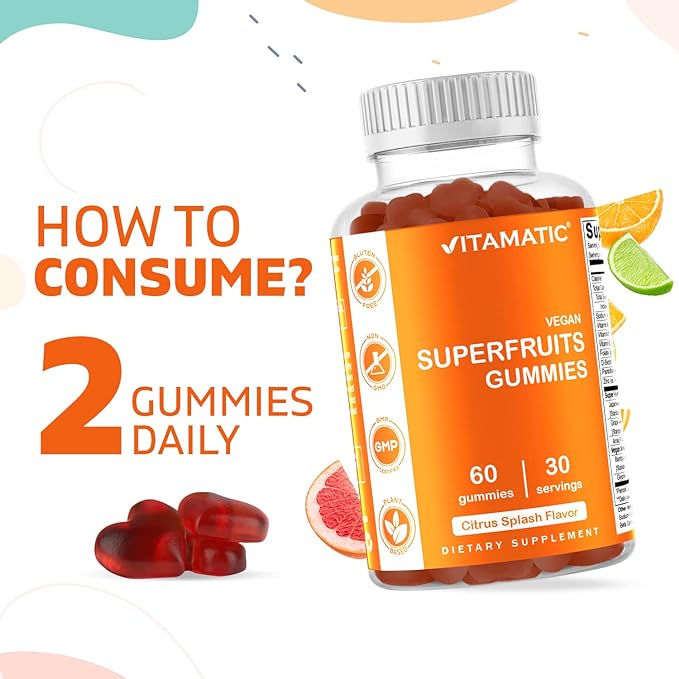 Vitamatic Superfruit Gummies 60 veganistische gummies 3 Vitamatic Superfruit Gummies 60 veganistische gummies 3