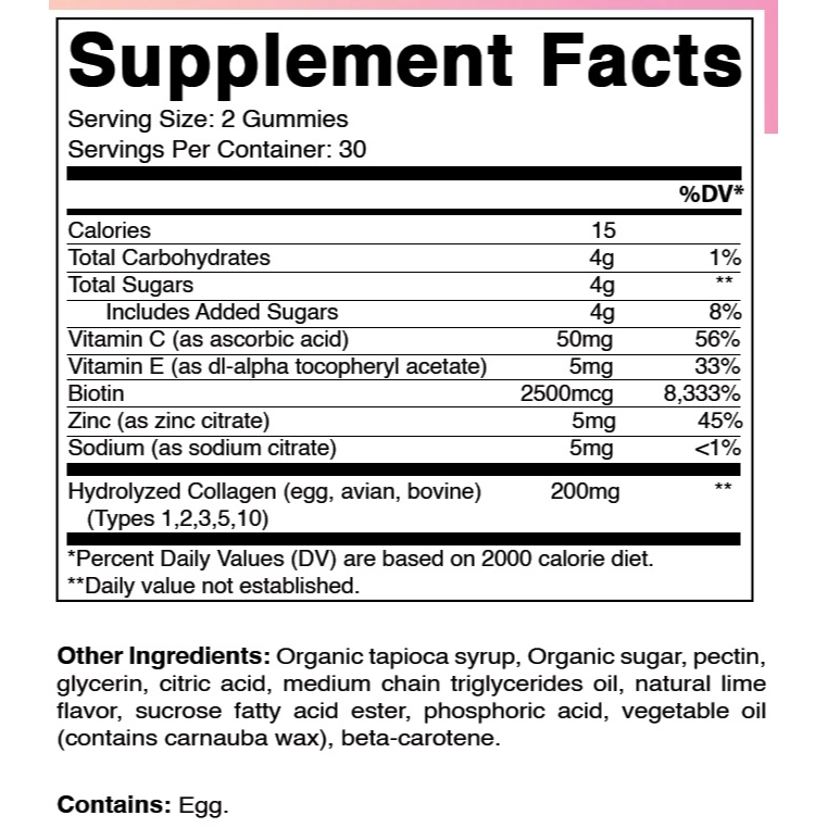 Vitamatische gehydrolyseerde collageengummies met zink en biotine 3 Vitamatische gehydrolyseerde collageengummies met zink en biotine 3