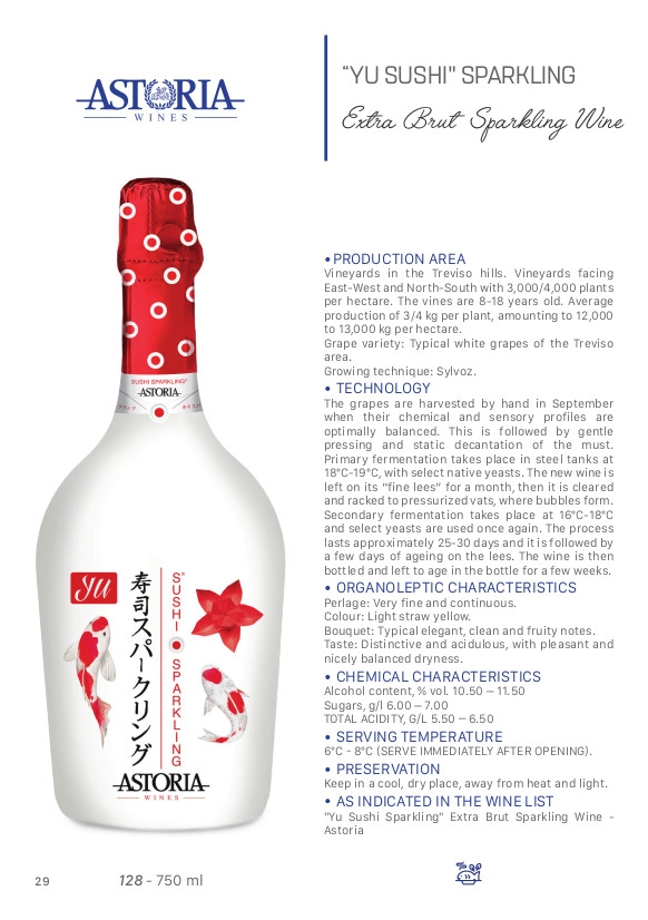 Yu Sushi Mousserende Brut Brut Astoria Mousserende wijn 75 cl. 3 Yu Sushi Mousserende Brut Brut Astoria Mousserende wijn 75 cl. 3