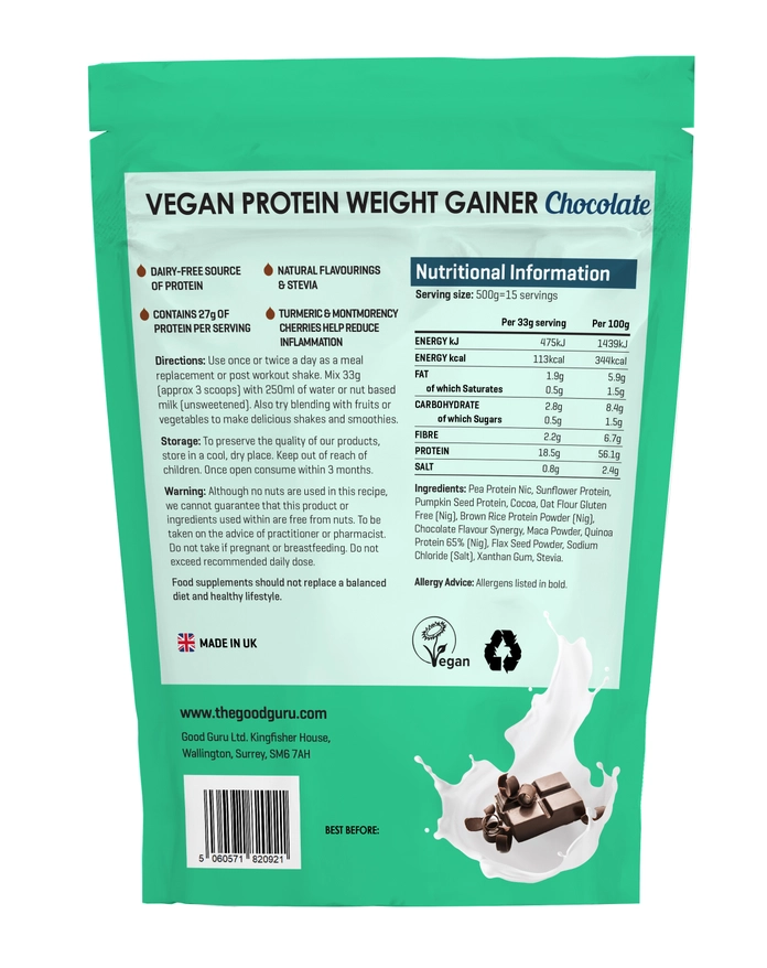 Veganistisch eiwitpoeder Weight Gainer Chocolate 2 Veganistisch eiwitpoeder Weight Gainer Chocolate 2