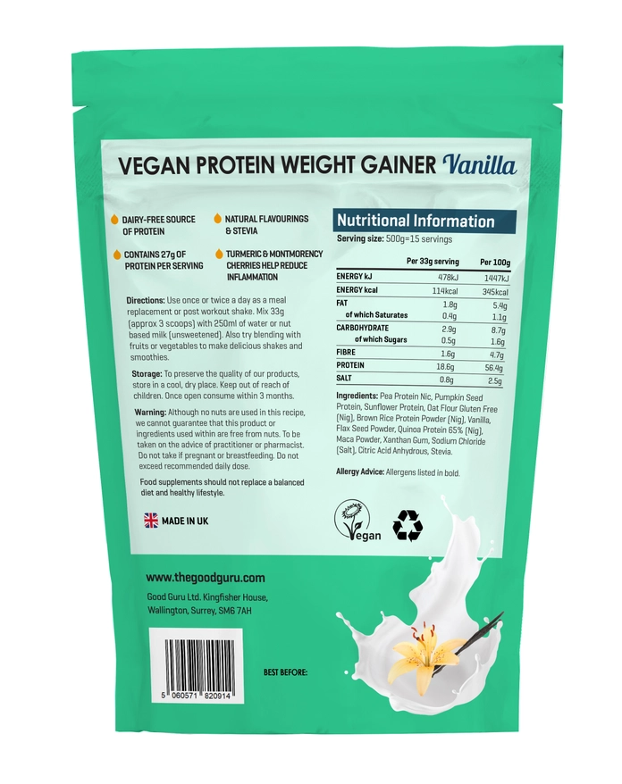 Veganistisch eiwitpoeder Weight Gainer Vanilla 2 Veganistisch eiwitpoeder Weight Gainer Vanilla 2
